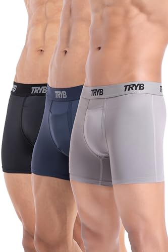Image of TRYB Sports Underwear for Men | Stretchable Active Square Cut Trunks for Running & Gym Workout | Quick Dry, Breathable, Moisture Wicking & Anti Chafing | Sports Innerwear Boxers