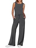 ANRABESS Womens Jumpsuits 2025 Spring Fall Thick Casual Romper Sleeveless Wide Leg Pants One Piece Outfits Vacation Clothes Grey Medium