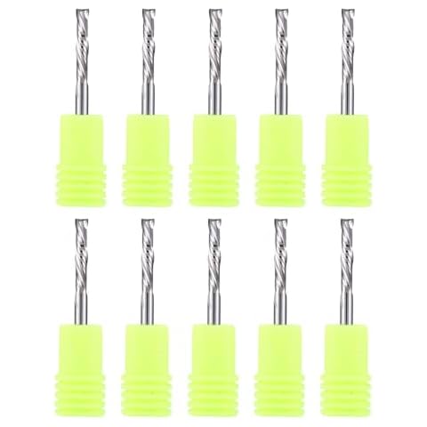 HOZLY Carbide Compression Router Bit Up&Down End Mills 1/8 inch Shank with 1/8 inch Cutter for CNC Mill Machine Wookwork 3D Profile Detail Engraver Carving Pack of 10 Cover