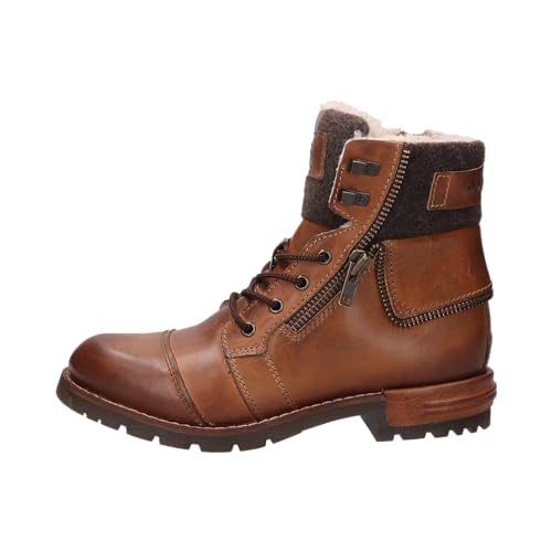 bugatti Herren Schnürstiefel, Männer Stiefel, Wechselfußbett, Warm gefüttert,schnürboots,halbstiefel,schnürung,Cognac (6360),43 EU / 8.5 UK