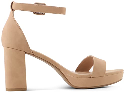 Marcorepublic Cincinnati Women's Medium Heel Open Toe Chunky Block Mid-Heel For Women Platform Sandals - (Dk Nude Nb) - 7.5 #TOP4