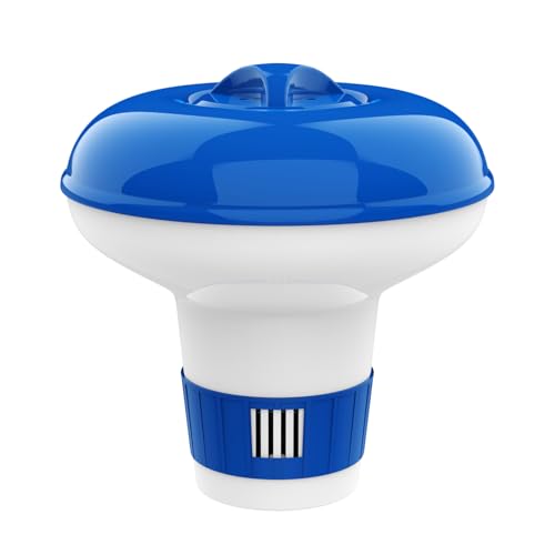 Housolution 5-Zoll Schwimmender Chlorspender,Pool Chemikalienschwimmer,Einstellbar Release Chlortablet Floater Dosierschwimmer Chlordosierer für Außenpools SPA Heißes Wasserbadewanne, Blau & Weiß., 11.04 €