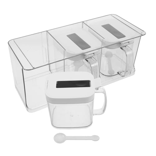 SOLUSTRE Airtight Spice Jars Set Kitchen Condiment Box Spoons Acrylic Seasoning Pots for Freshness Style