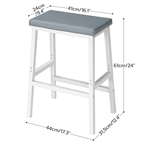 Hoobro Bar Stools, Set Of 2 Bar Chairs, Pu Leather Upholstered Breakfast Stools, Easy Assembly, Suitable For Kitchen, Bar, Dining Room, White And Gray Wg01Md01 #TOP2
