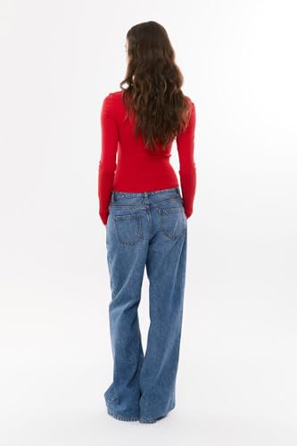Image of Women Y2K Button Down Knitted Tops Long Sleeve Slim Fit Ribbed Tee Tops Open Front Casual Cardigan