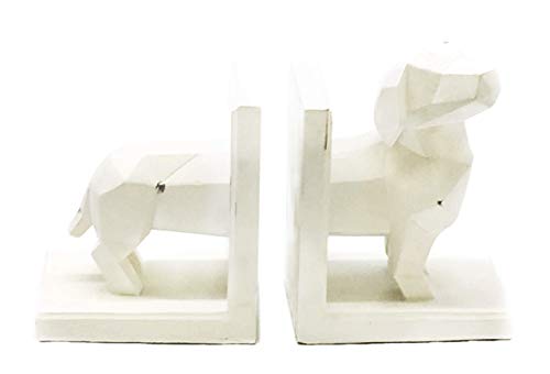 Bellaa 24100 Modern Dog Bookend Origami Dachshund Statues White Bookends Scandinavian Style Minimalist 6 Inch White Retro Antiques #TOP1