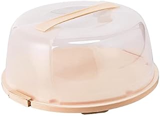 Cake Carrier Holder Containers Plastic Large, Plastic Cake Box with Lid Cake Storage, Cake and Cupcake Holder Carrier Container, Food Holder BPA-Free (Brown, Round)