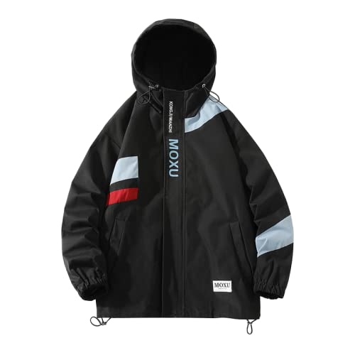 Korea Spring Autumn Black Patchwork Baseball Uniform Zipper Jacket Men's Streetwear Bomber Clothes