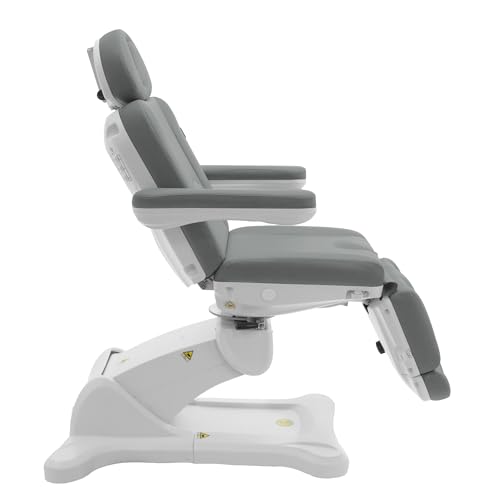 Image of SKINACT Malibu Electric Medical Spa Facial Treatment Chair /Table with 240 Swivel Base, Adjustable Backrest, Leg Rest and Wired Hand Remote Control (Gray)