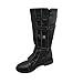 JingSMNX Unisex Leather Knight Boots Side Zipper Classic Round Toe Block Heel Comfortable Casual Fashion For Daily Walking Party Activities Holiday Halloween Cosplay