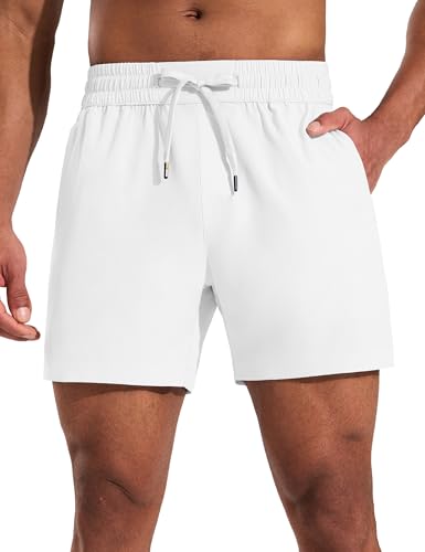 MIER Running Gym Shorts for Men 5 Inch Quick Dry Athletic Workout Shorts with Zipper Pockets, Elastic Waist, No Liner2