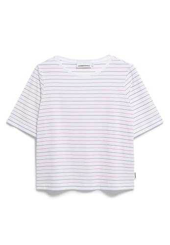 Damen T-Shirt aus Bio-Baumwolle FINIAA French RIVIERAA Loose Fit White-Coral Blush-Night Sky