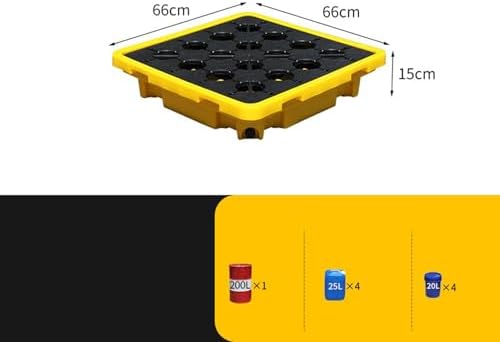 Leak-Proof Polyethylene Drum Pallet with Drainage Grid - Stackable Spill Containment Tray for Oil Drums and Industrial Use 1pc(66x66x15cm)