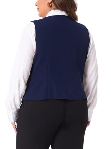 Agnes Orinda Plus Size Suit Vest for Women Double Breasted Vintage Lapel Collar Dressy Waistcoat Vest with 2 Pockets4