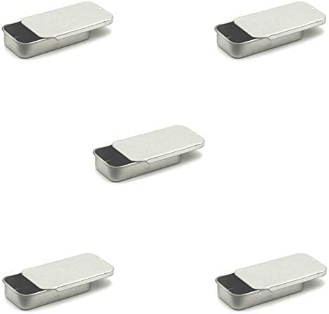 MagnaKoys Empty Slide Top Tin Containers for Lip Balm, Crafts, Storage Kit 25 Oz (Pack of 5)