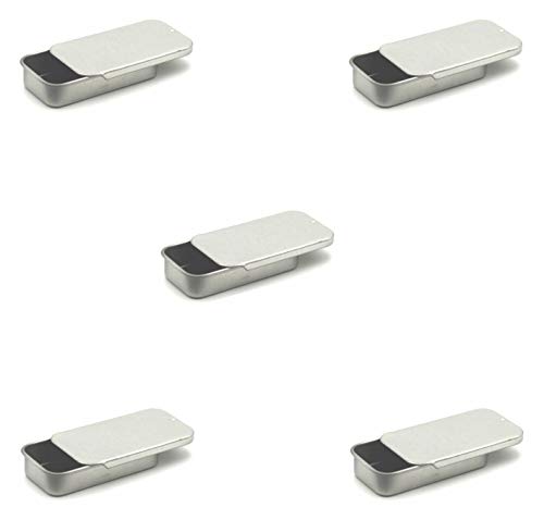 MagnaKoys Empty Slide Top Tin Containers for Lip Balm, Crafts, Storage Kit 25 Oz (Pack of 5)