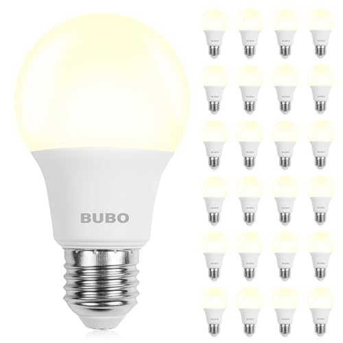 Image of BUBO A19 LED Light Bulbs, 40 Watt Equivalent LED Bulbs, Natural White 3500K, 550 Lumens, E26 Standard Base, Non-Dimmable, 5W Natural White LED Bulbs for Bedroom Living Room Home Office, 24 Pack