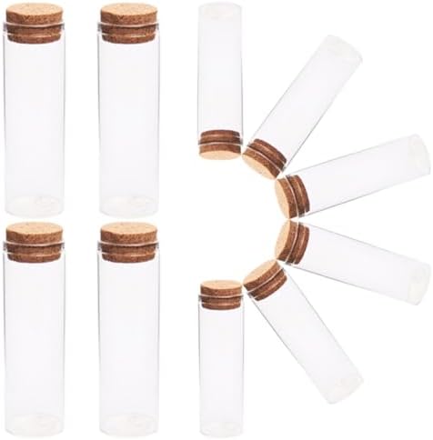 NUOBESTY 20 adet küçük cam şişe, ahşap mantarlı, 30 x 60 mm, şeffaf saklama kavanozları, çay ve küçük eşyalar için, düz taban, uzun ömürlü cam, ev partileri ve ev yapımı için - Görsel 1