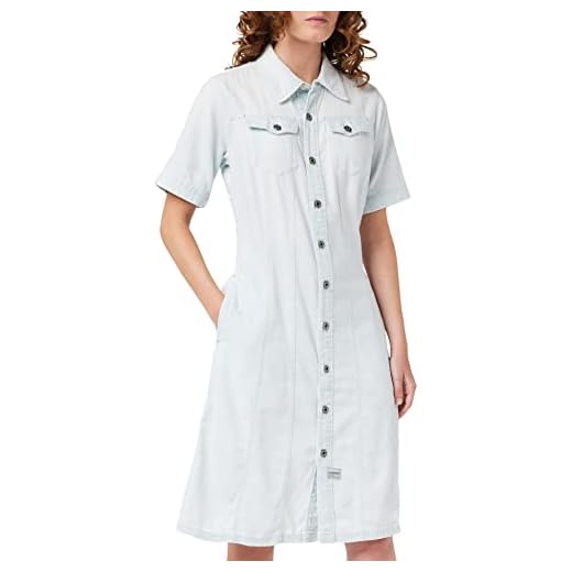 G-STAR RAW Dam denim rak klänning, Sun blekt Arctic B431-b470, S