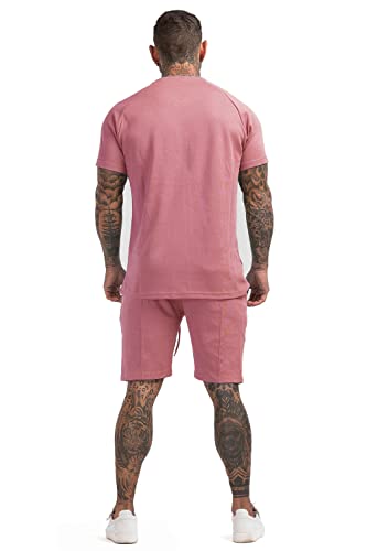 Gingtto Mens Short Sets 2 Piece Outfits Fashion Summer Tracksuits Casual Set (Pink,M) #TOP7