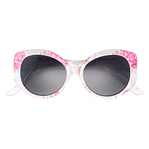 Foster Grant Girls Briar Sunglasses, Crystal Clear With Floral, 48 US3