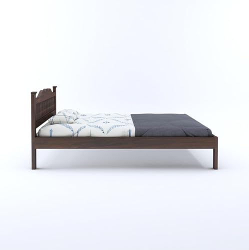 Image of AADITYA WOODS Solid Sheesham Wood Queen Bed Cot Without Storage | Wooden Bed for Bedroom | Multipurpose Use Cot Palang Diwan (Walnut q2, Queen) (82x65x34 inch)