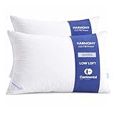 Continental Bedding Harmony White Goose Down Pillow 550 Fill Power Soft Loft 100% Cotton 300 Thread Count Shell Queen Size 2 Pack Made in USA