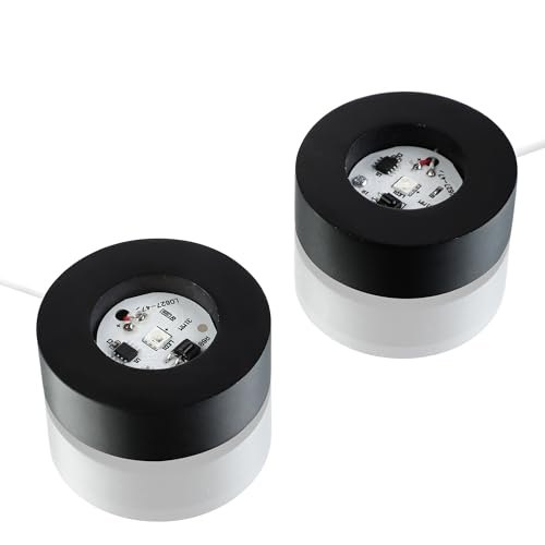 Image of ZEERSHEE 2Pcs Wooden LED Light Base for Acrylic Resin Crystal Art - 7 Color Cycle with USB Cable Display Stand Round Lighted Pedestal for 3D Crystal Sphere (2.3 inch Holder)