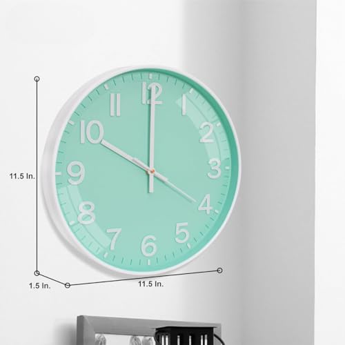 Image of TEKCOOL Plastic Digital Wall Clock 12 inch Silent Quartz Decorative Non-Ticking Classic Clock Battery Operated Round Easy to Read for Room /Home /Kitchen /Bedroom /Office /School (Light Green)'