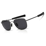 SUNGAIT Men's Military Style Polarized Pilot Aviator Sunglasses Bayonet Temples (Gunmetal/Grey (Spring Hinge))