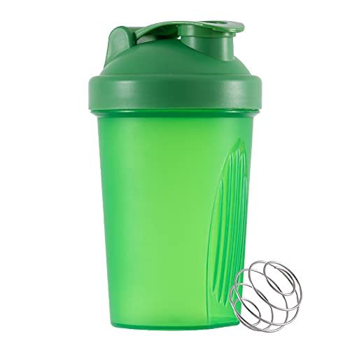 Generisch 400ml Protein Shaker Flasche, Eiweiß Shaker mit Sieb & Skala, Grün