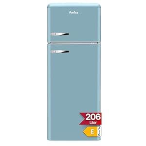 Amica KGC 15632 T Retro Kühl-/Gefrierkombination / Ice Blue (Türkis) / 144cm (H) x 55cm (B) x 62cm (T) / Retro-Design / Kühlschrank mit Gefrierfach