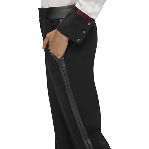 KARL LAGERFELD Women's Ponte Faux Leather Waistband Pant2