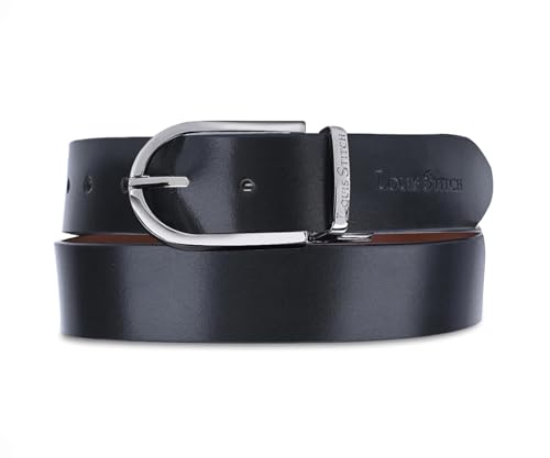 Image of LOUIS STITCH Men's Reversible Italian Leather belt for men 1.25 inch (35mm) Waist Strap Black Brown Belt (BEPLNJ)