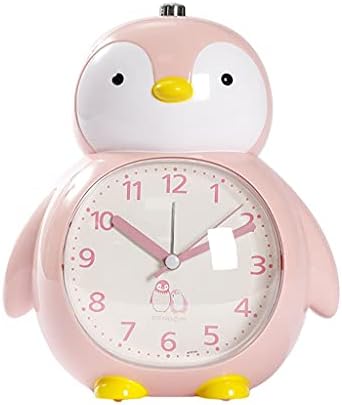 HBNNBV Mechanical Alarm Clock Kids Alarm Clock,Penguin Snooze Night Light Battery Operated Loud Alarm Clock,Silent Non Ticking Alarm Clock,for Bedroon,Bedside Easy Set Alarm Clock (Color : Pink)