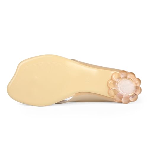 Image of Women's Flip Flop Kitten Heels - Jelly Thong Heeled Sandals with Clear Strap, Transparent Low Heel Mules, Stylish Thong Kitten Heels for Summer, Casual Dress Sandals