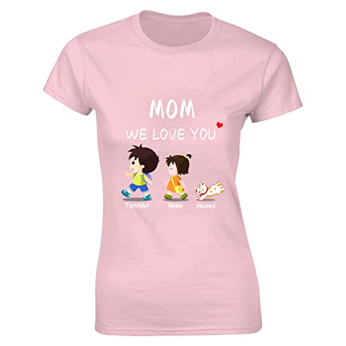 Collienght T-Shirt personnalisé pour la fête des mères MOM WE Love You Kid Name and Pet Name T-Shirt Outfits Gift for Mother Cover