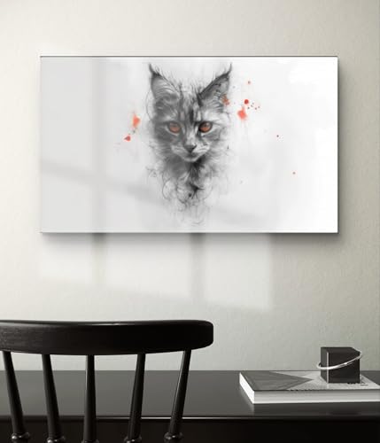 Tableau de chat moderne 50x50cm Regard d'Énigme en verre acrylique