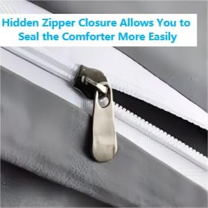 Miniatura 4 de SDIII Juego de funda de edredón de 3 piezas, color gris, funda de edredón con lazos en las esquinas y cierre de cremallera, resistente a las arrugas