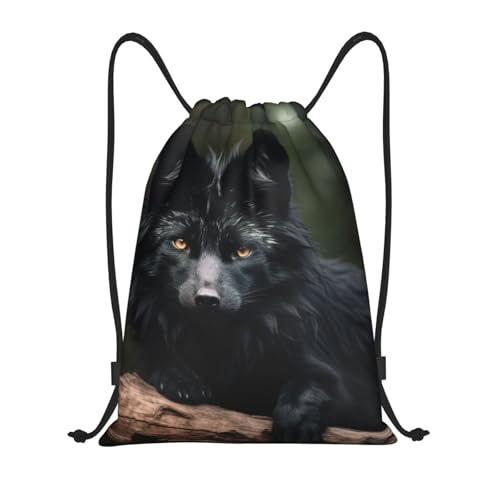 Black Beaver1 print Drawstring Bag Sack Gym Bag Ditty Bag for Gym Traveling, Hiking, Yoga, Shopping for Adult