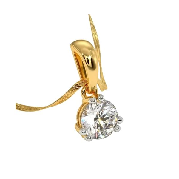 Gemz Mine AAA+++ Shine VVS1 Clarity Diamond Pendant With Lab Certificate Real 1 Carat Diamond Pendant Round Cut Asli Heera Gold Diamond Locket With Chain Gold Diamond Pendant For Women Heera Pendant