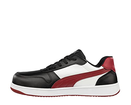 Puma Safety Front Court Low S3 Esd Fo Hro Sr Scarpe Antinfortunistiche Unisex Antiscivolo Senza Metallo Tappo In Fibra Di Vetro, Nero, Bianco, Rosso., 44 Eu - 5