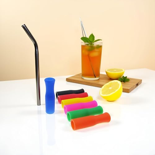 20 Pcs Tapas de Silicón para Pitillos de Metal Reutilizables miniatura 3
