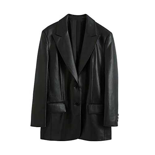 RKaixuni Damen Langarm Leder Blazer Elegante Jacken Schwarz Business...