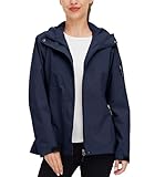 wantdo Women's Light Weight Rain Jackets Waterproof Raincoat Hooded Windbreaker Spring Jackets (Dark Blue, XL)
