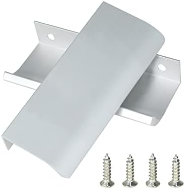 Schweek 10 Pack Modern Style Finger Edge Pull Furniture DrawerHandles Hidden Cabinet Kitchen Drawer Handles Knobs, Silver 80mm