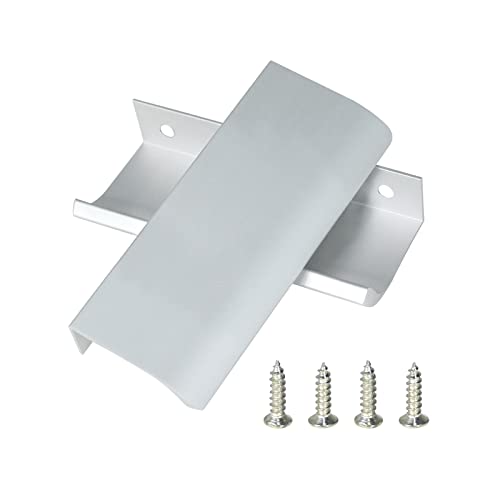Schweek 10 Pack Modern Style Finger Edge Pull Furniture Drawerhandles Hidden Cabinet Kitchen Drawer Handles Knobs, Silver 80Mm #TOP2