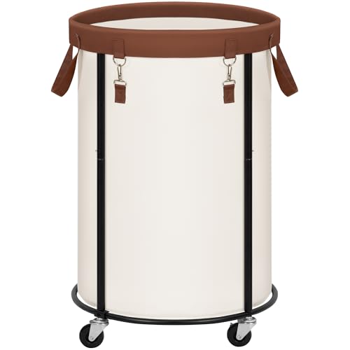 STORAGE MANIAC Rolling Laundry Hamper with Wheels 110L Laundry Basket, Round Laundry Cart with Metal Frame and Removable Bag, Clothes Hamper for Bedro