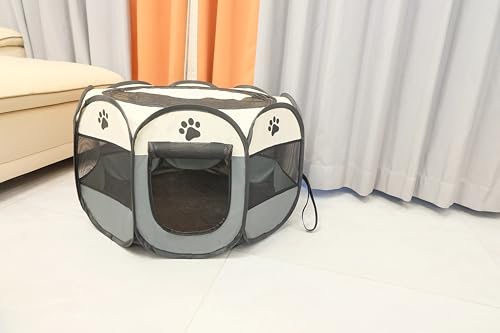 Tecageaon Cercadinho Portátil Dobrável para Animais de Estimação, Cercadinho para Exercícios, Canil,