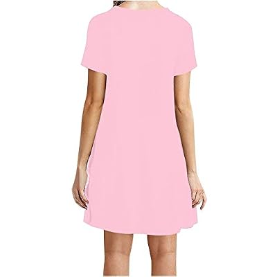 Abiti midi natalizi da donna Abiti da donnaManica cortaIncontri Spiaggia Abito sciolto casual Abito fucsia per donne taglie forti, rosa, M